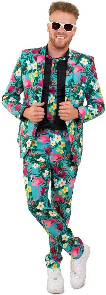 Hawaii & Carribean & Tropisch Kostuum | Tropische Flora En Fauna Hawaii 3delig | Man | Maat 50 | Carnaval kostuum | Verkleedkleding